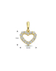 9K Geelgouden 9k hanger hart zirkonia 8 mm - 8000276 - PansiteNederland.nl