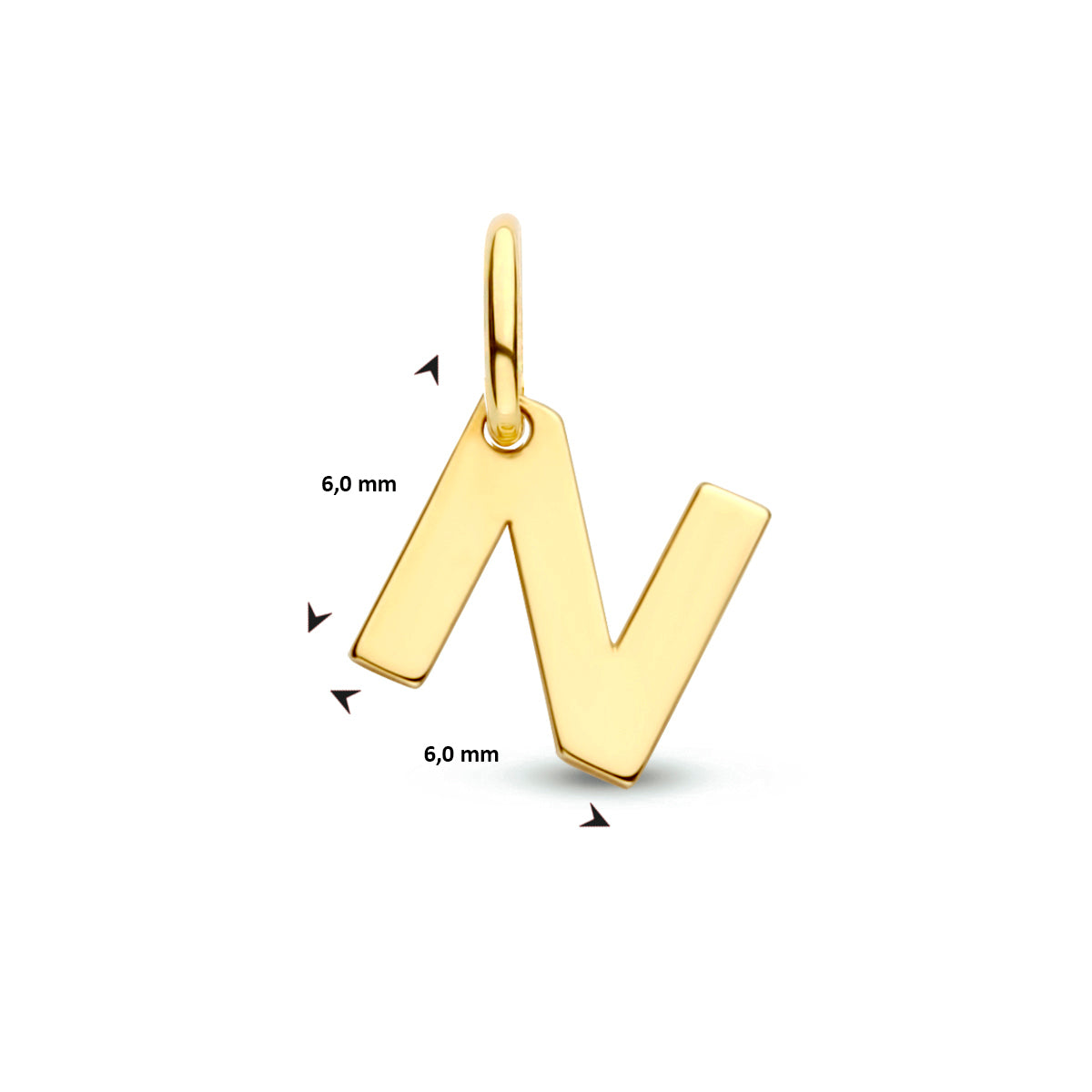 Hanger letter N 9K geelgoud #Letter_N