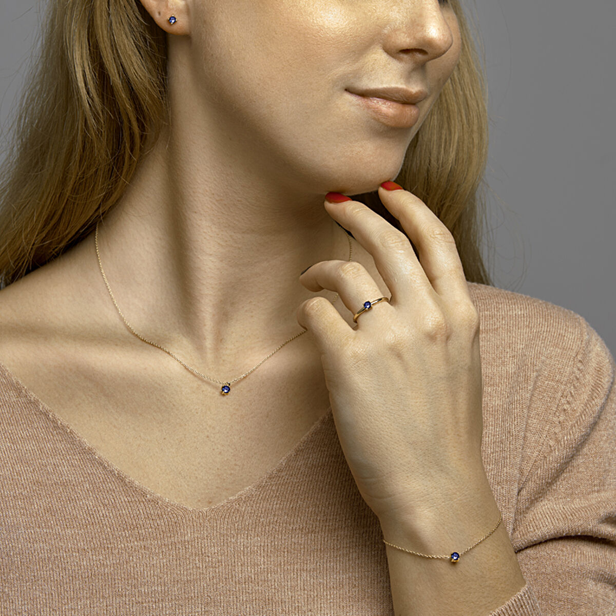 Ring saffier 14K geelgoud