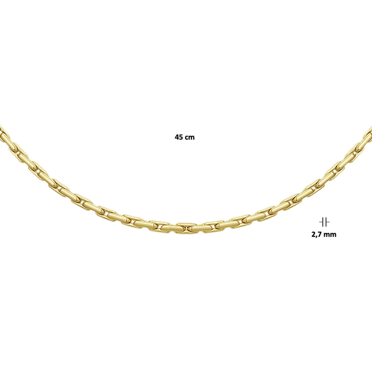 Fantasy Collection Collier cardano 2,7 mm 45 cm 14K geelgoud