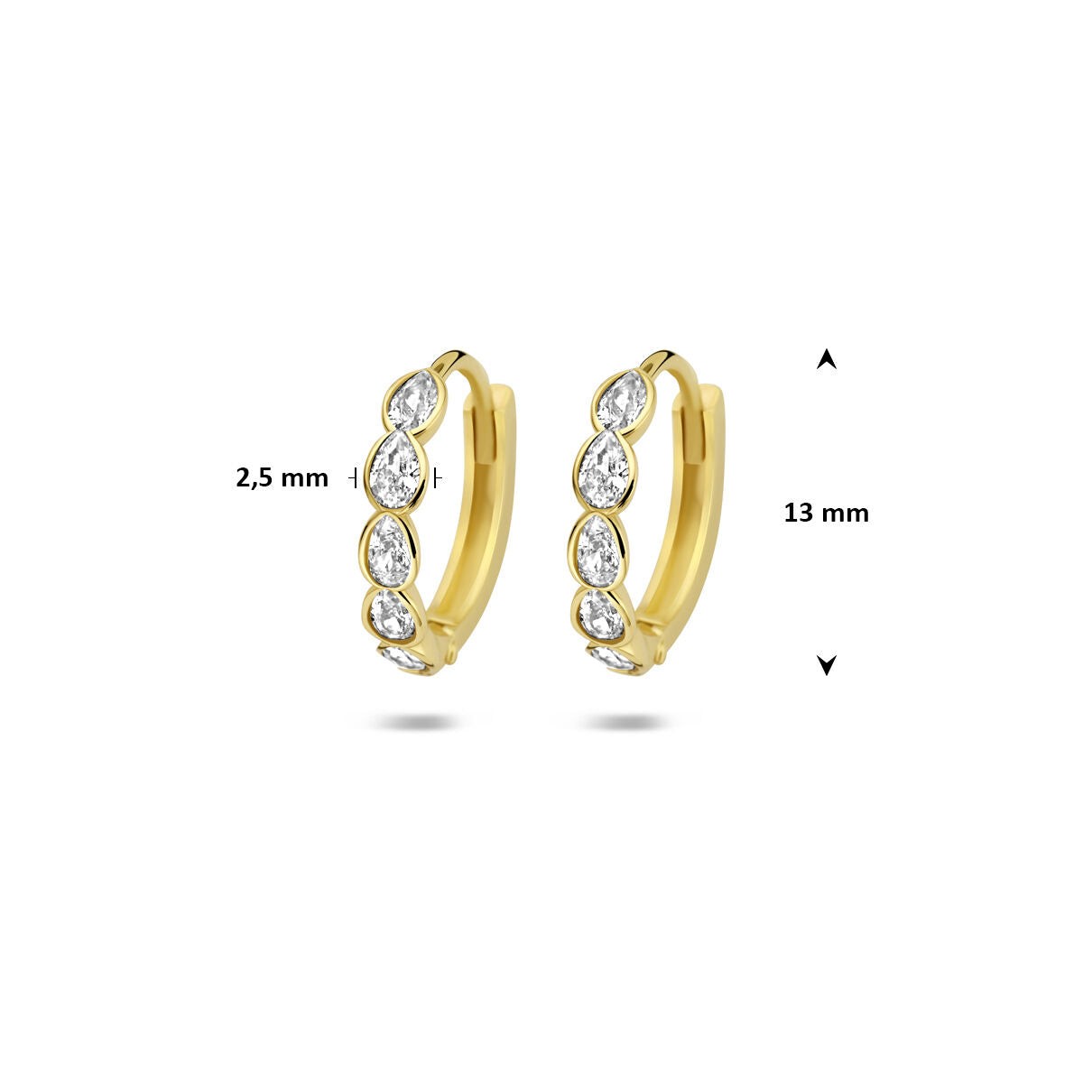 Fantasy Collection Oorbellen zirkonia 13 mm 9K geelgoud