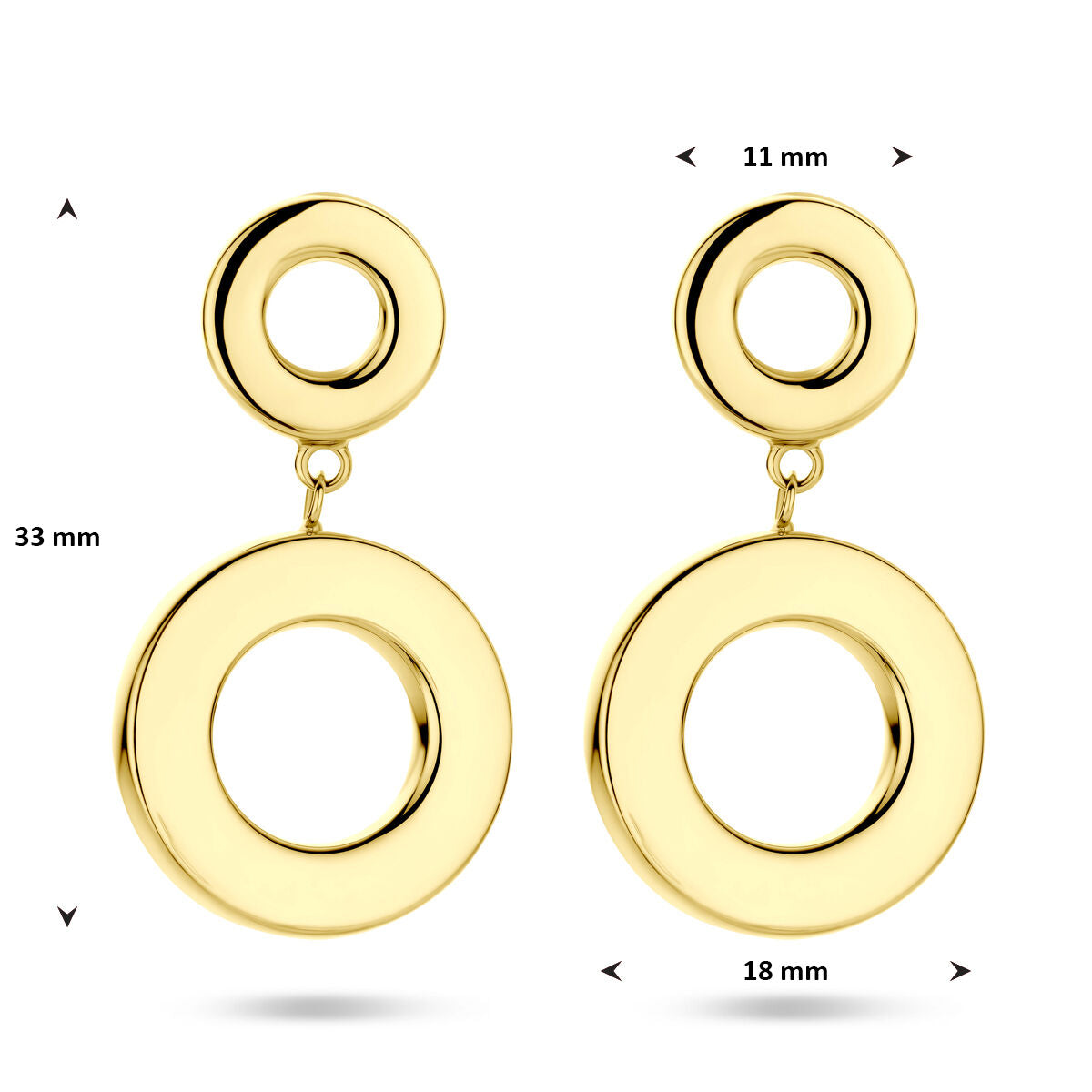 Fantasy Collection Hangende oorbellen rond 33 mm 14K geelgoud
