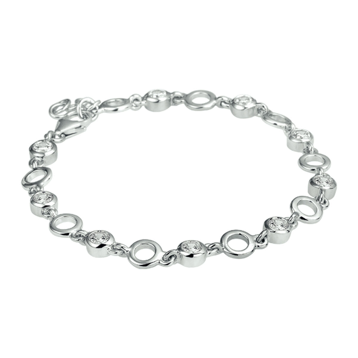 Armband zirkonia 18 + 2 cm zilver gerhodineerd