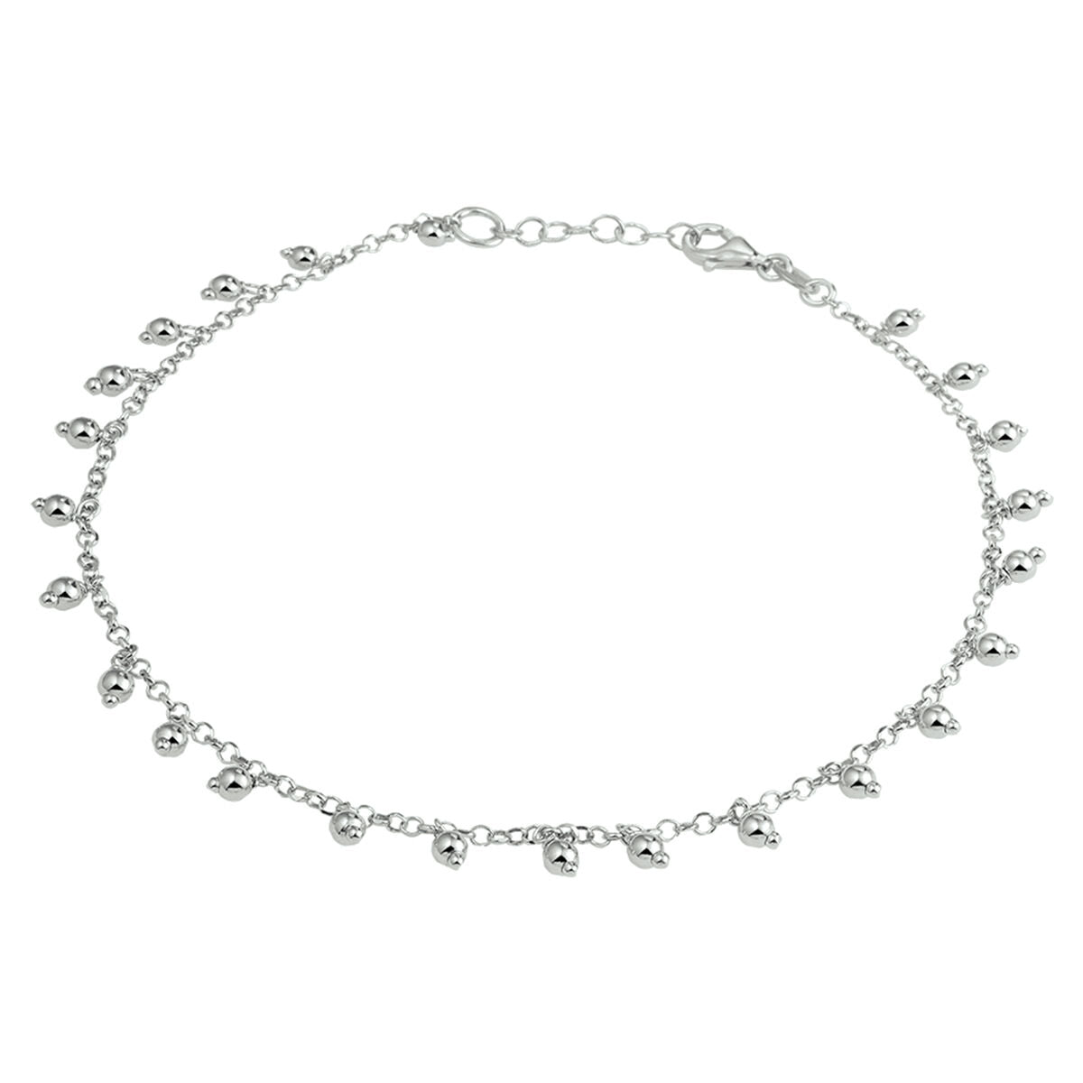 Enkelbandje bolletjes 2,0 mm 24 + 2 cm zilver gerhodineerd