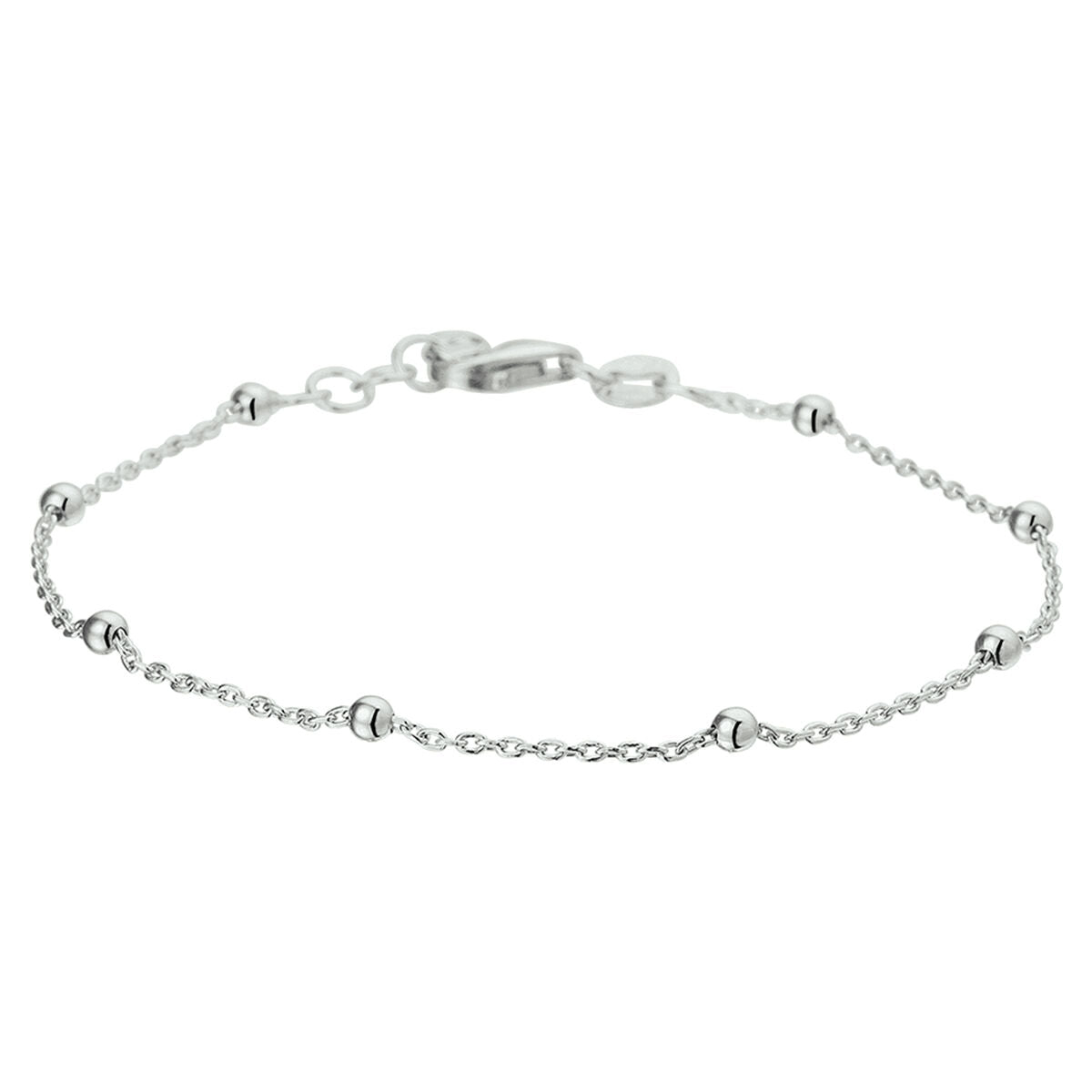 Armband bolletjes 1,2 mm 17 + 2 cm zilver gerhodineerd