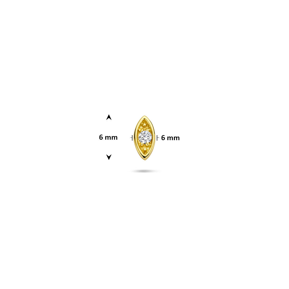 Fantasy Collection Flat back piercing boze oog zirkonia 6 mm 1 micron zilver verguld