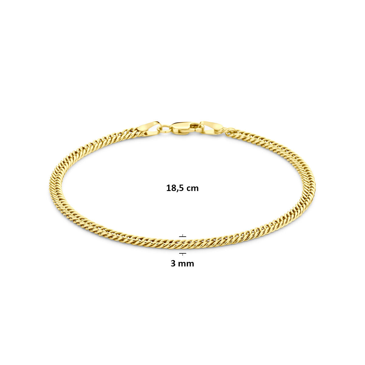 Fantasy Collection Armband massief 3 mm 18,5 cm silgold