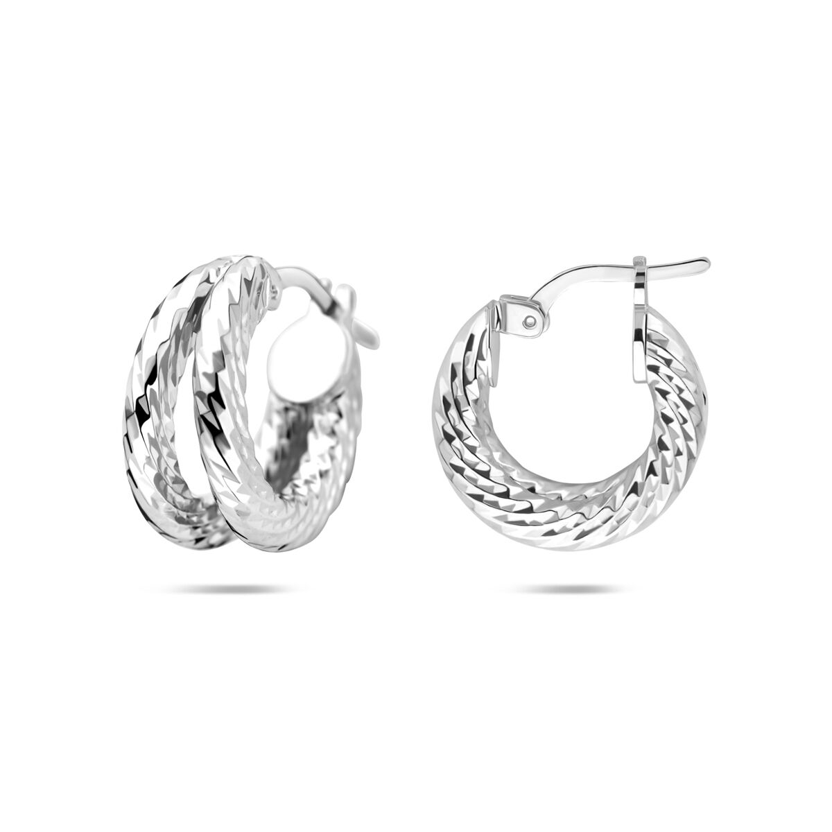 Fantasy Collection Oorbellen gedraaid 16,5 mm zilver