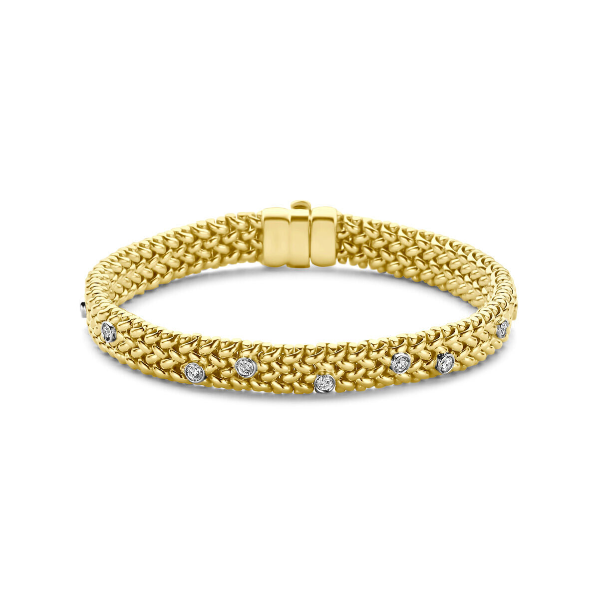 Armband diamant 0.65ct g vs 14K bicolor goud 18 cm