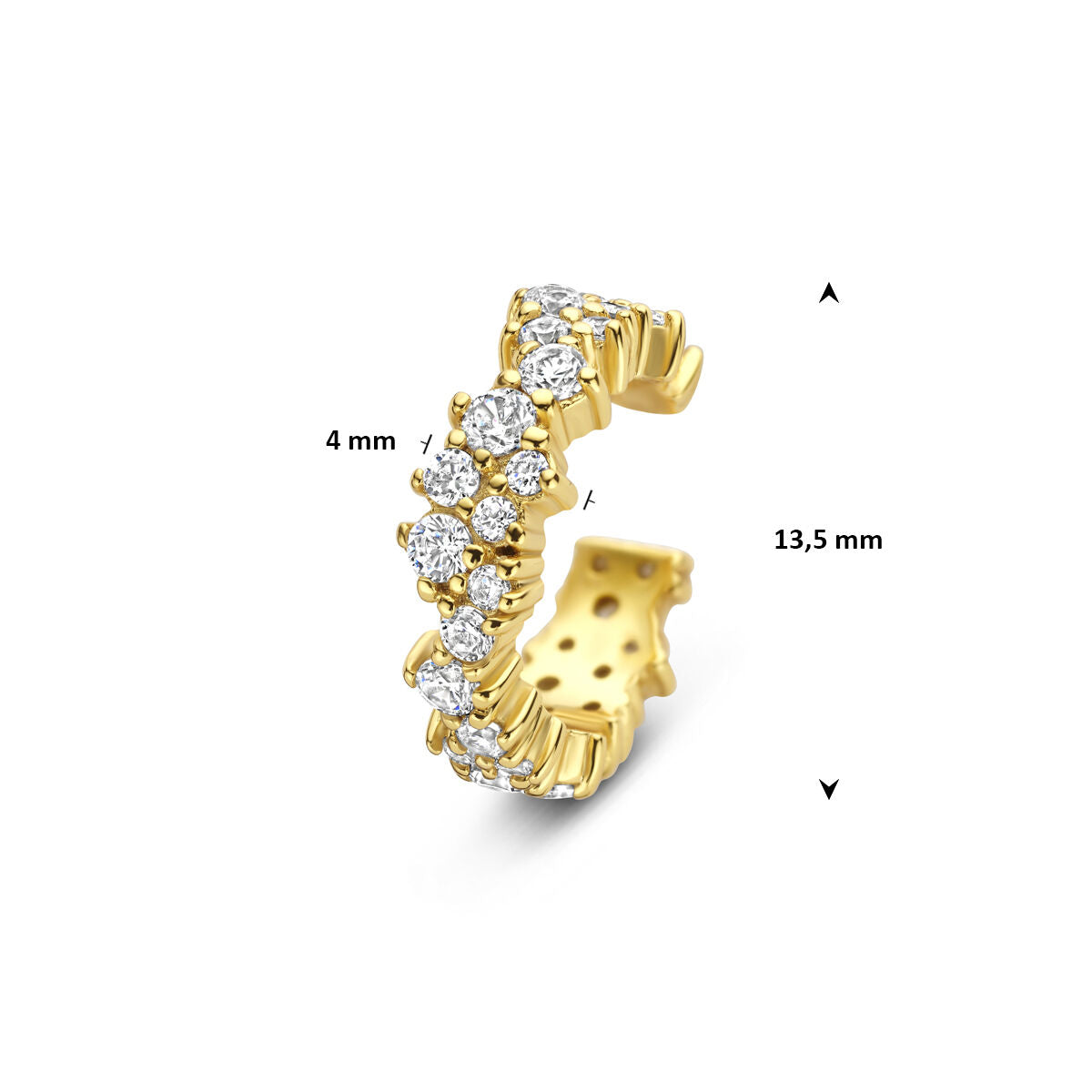 Fantasy Collection Ear cuff zirkonia 13,5 mm 1 micron zilver verguld oorbellen