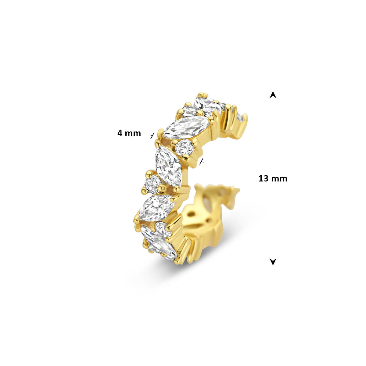 Fantasy Collection Ear cuff zirkonia 13 mm 1 micron zilver verguld oorbellen