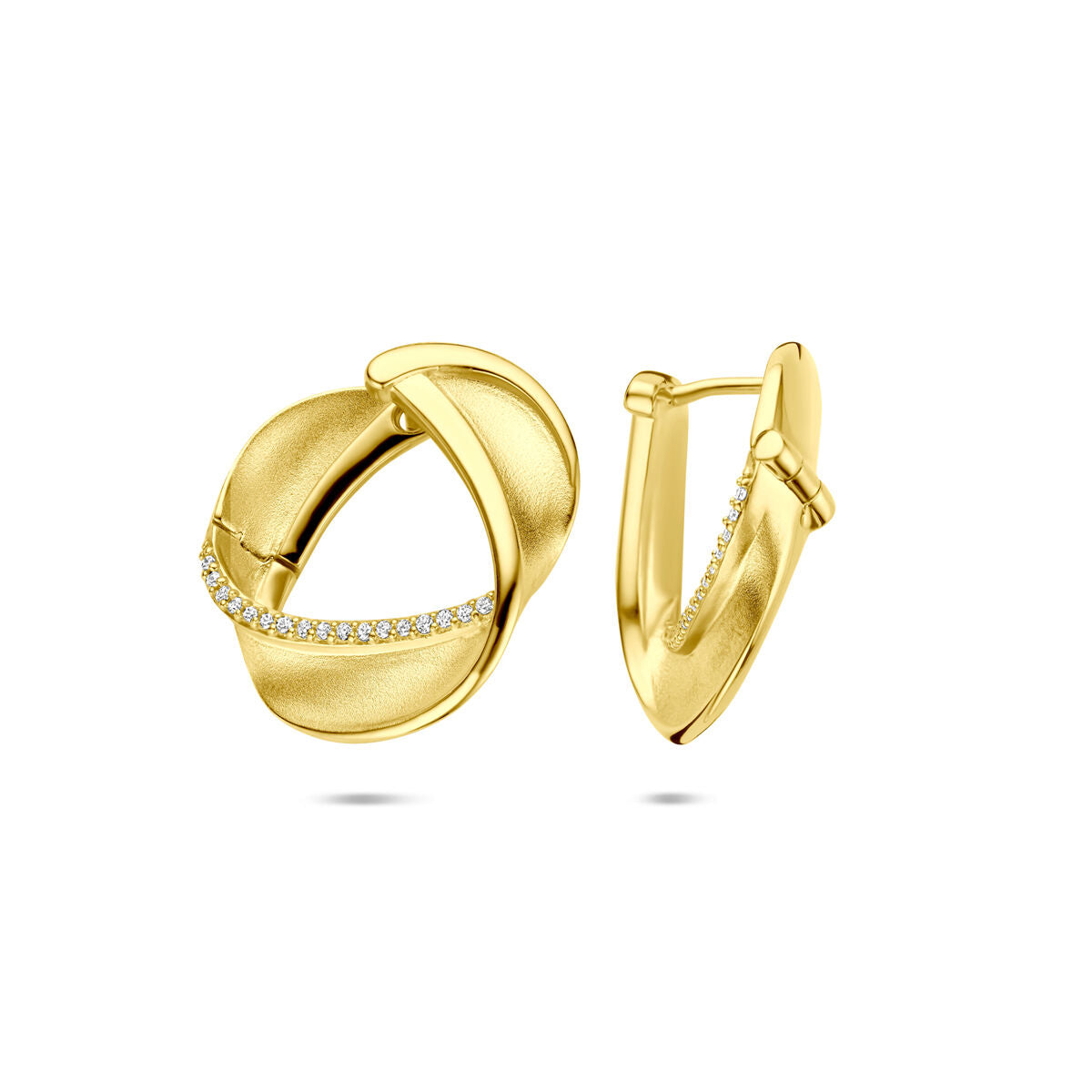 Zilveren vergulde geel klapoorringen zirkonia poli/mat 21,5 mm 1 micron - 2104068