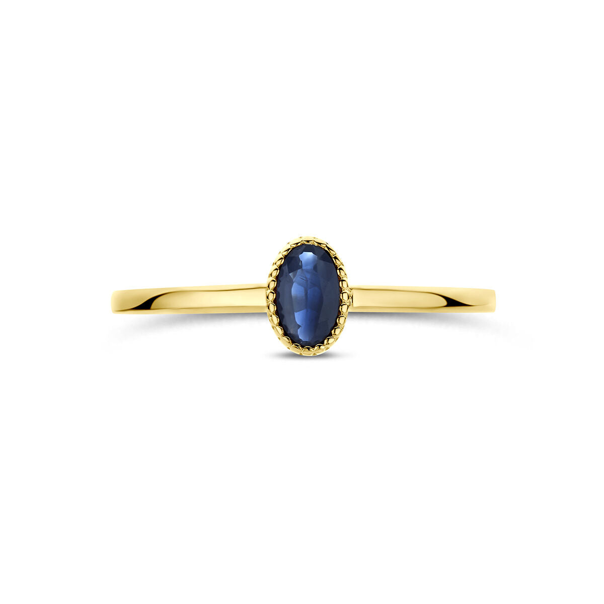 Ring saffier 9K geelgoud