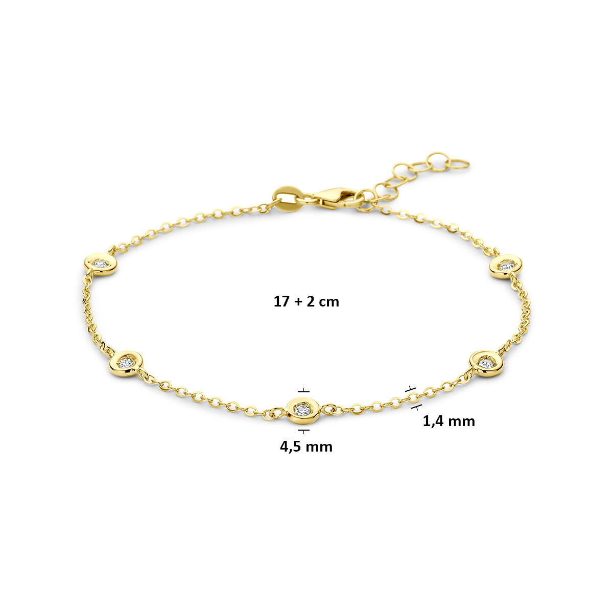 Armband diamant 0.15ct h si 14K geelgoud 17 + 2 cm