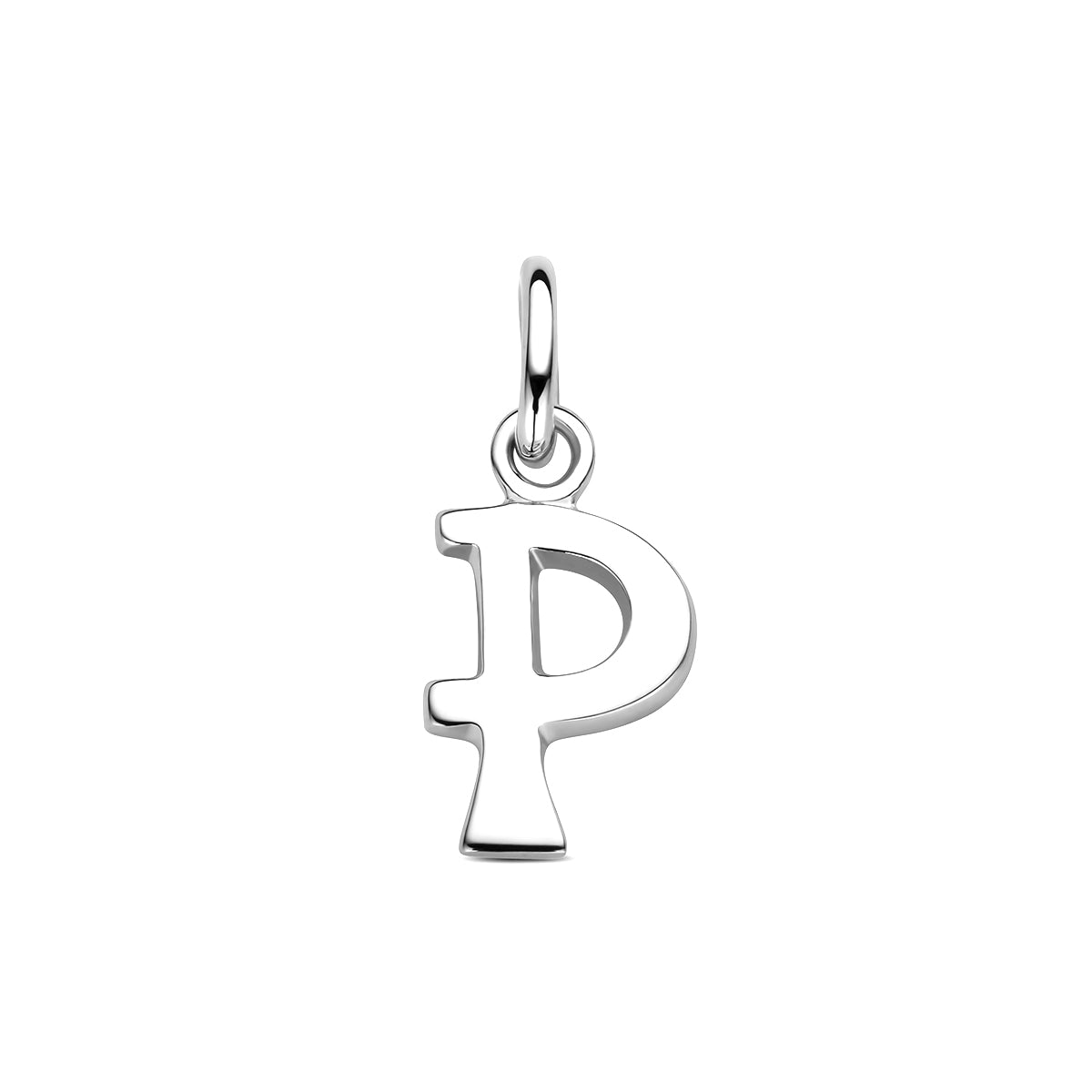 Hanger letter P 12,5 mm zilver gerhodineerd #Letter_P