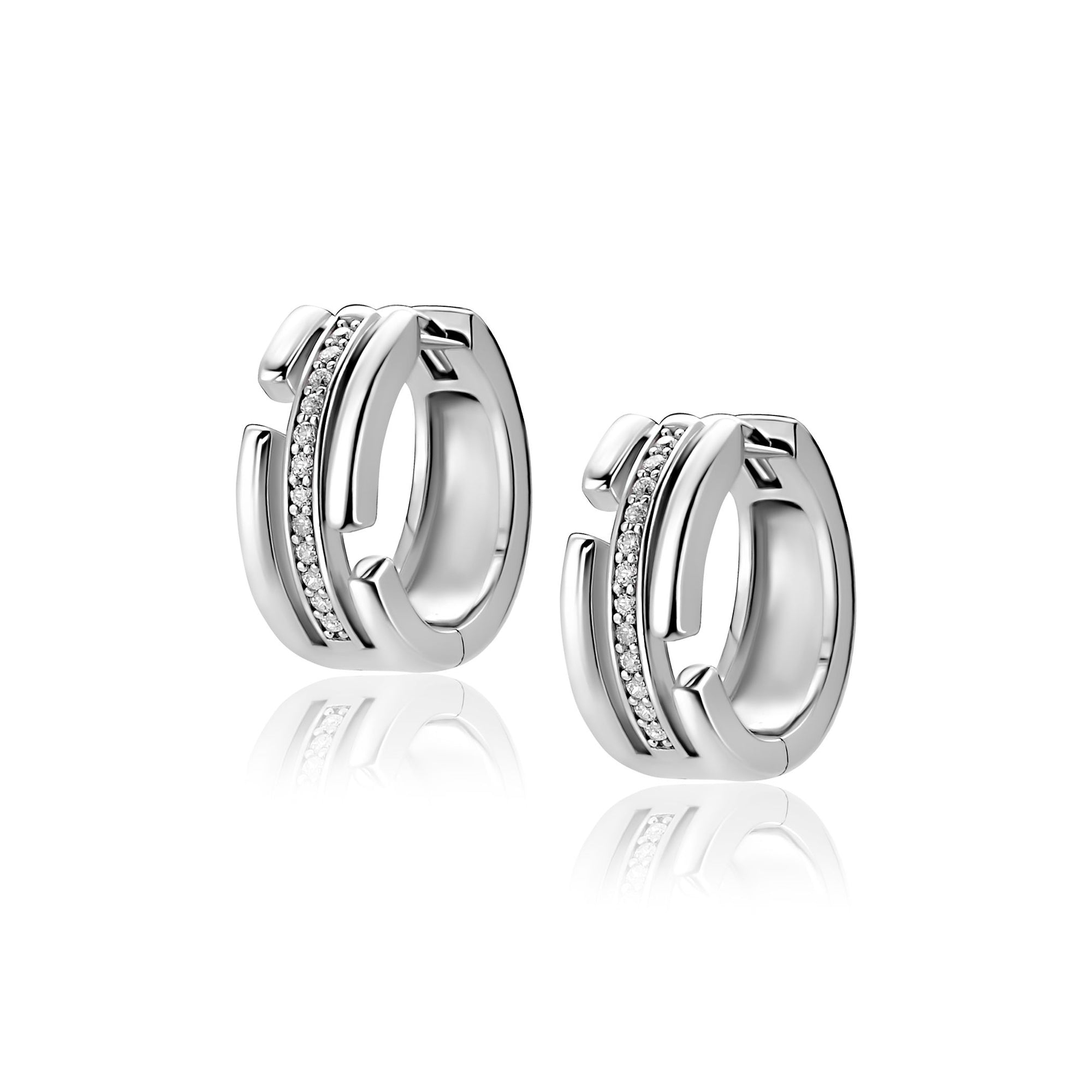 ZINZI zilveren multi-look oorringen 3 banen met witte zirkonia 15mm ZIO2730 - PansiteNederland.nl