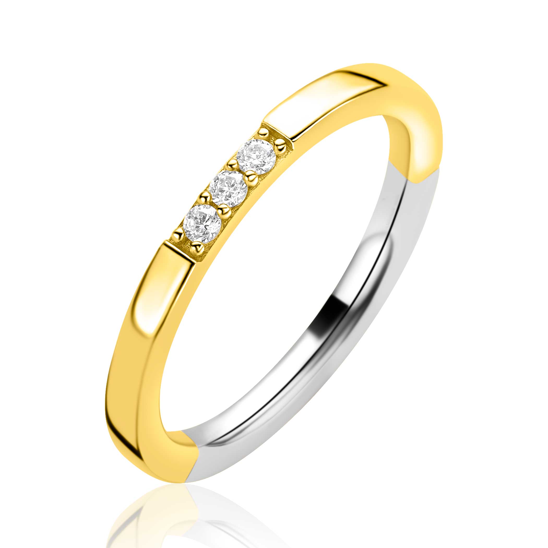 ZINZI Verguld Zilveren Ring met Witte Zirkonia - ZIR2130Y