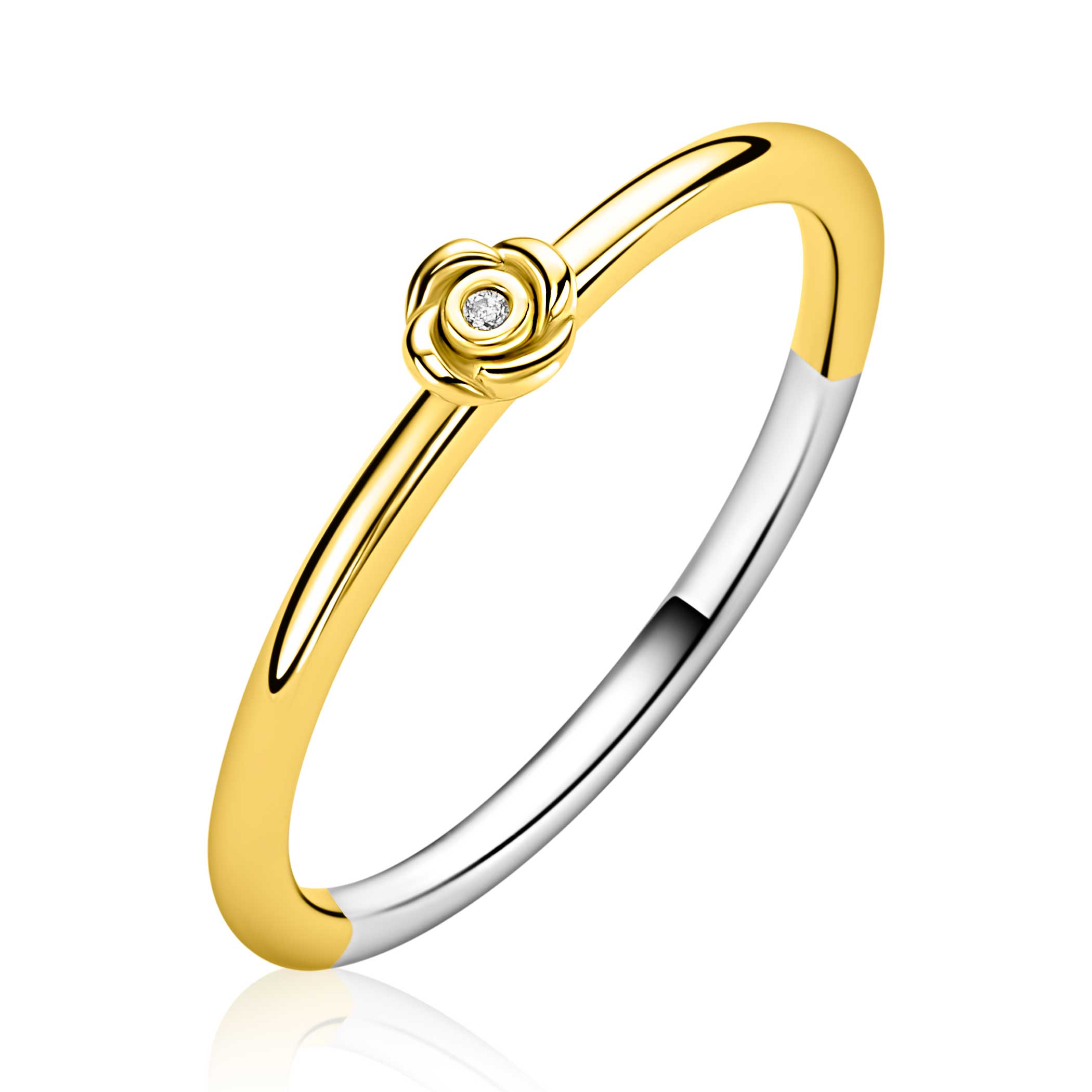 ZINZI Verguld Zilveren Ring met Witte Zirkonia - ZIR2872Y