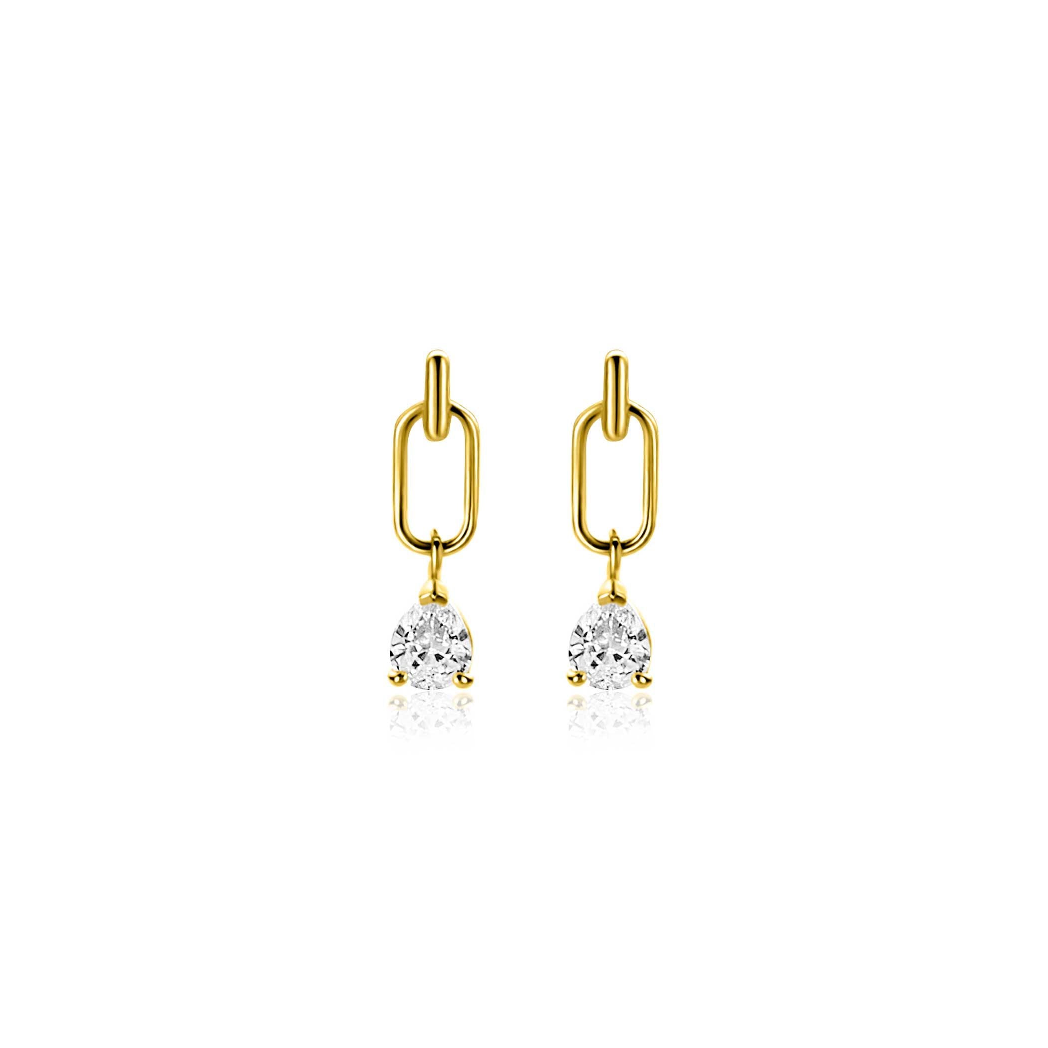 ZINZI 14K Gouden Oorbellen met Witte Zirkonia ZGO548