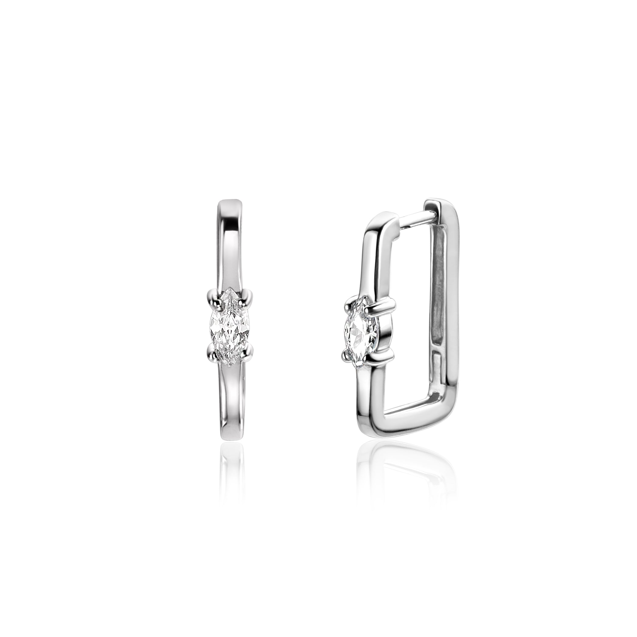 ZINZI Zilveren Oorbellen 15mm wit - ZIO2448