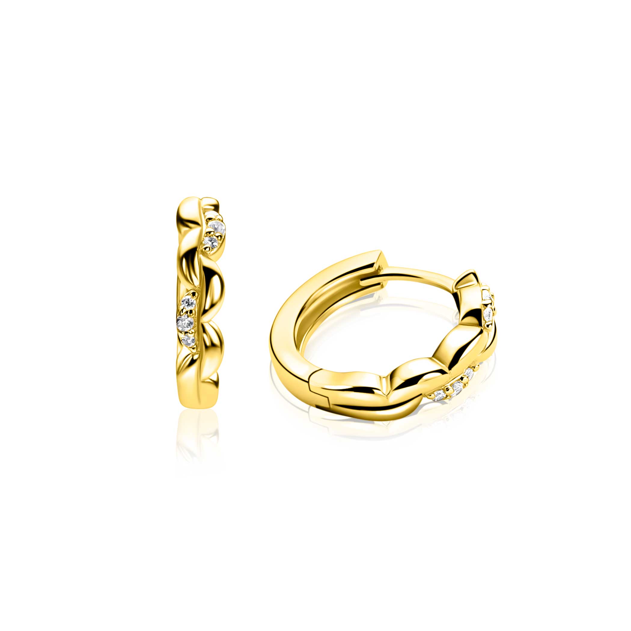ZINZI Verguld Zilveren Oorbellen 13mm wit - ZIO2875