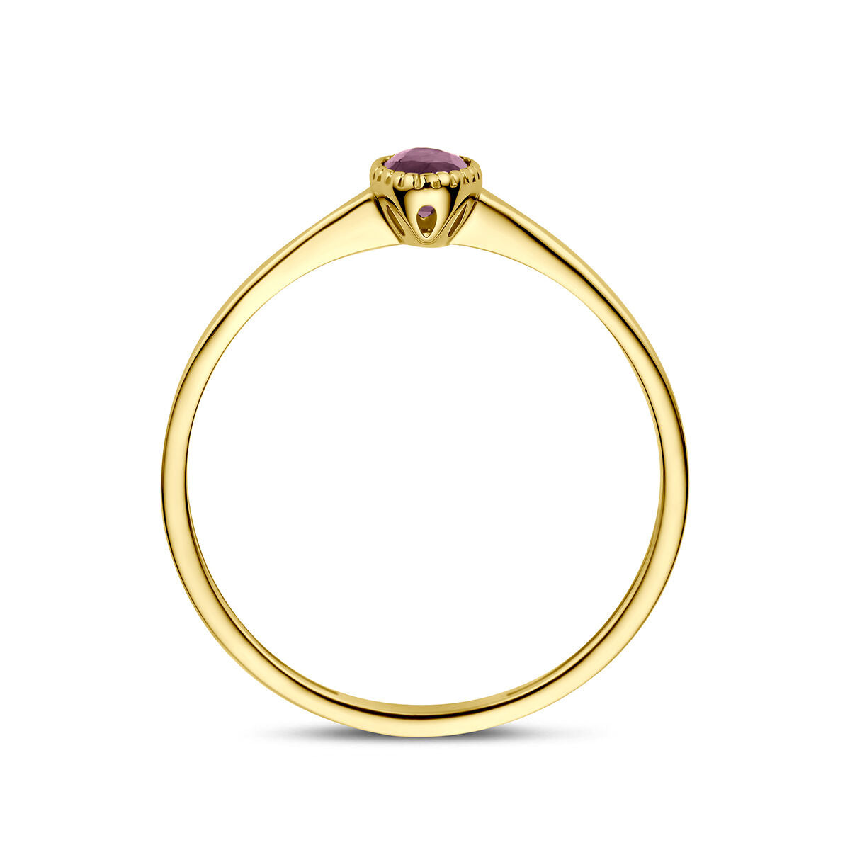 Ring robijn 14K geelgoud rood