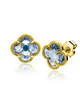 Zinzi 9mm gold plated zilveren oorstekers in klaver vorm met lichtblauwe kleursteen ZIO2662B - PansiteNederland.nl