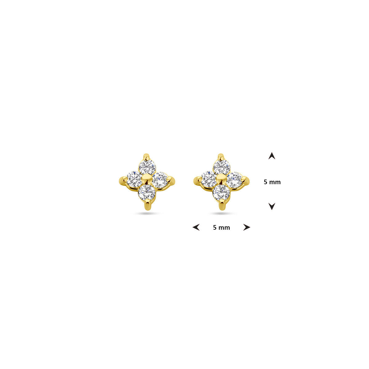 Fantasy Collection Oorbellen bloem zirkonia 1 micron zilver verguld