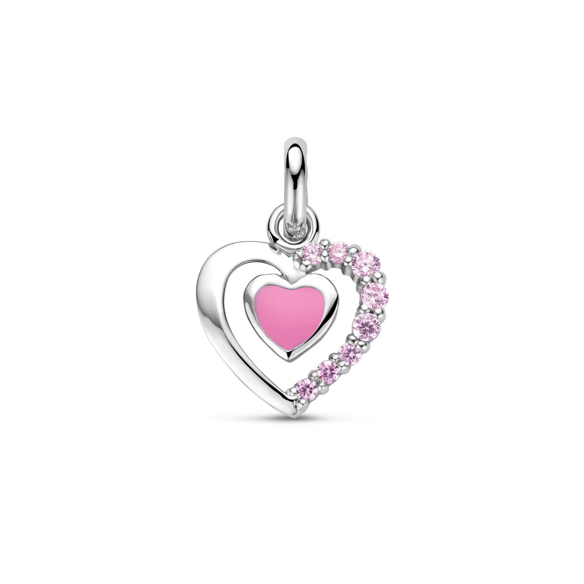 Fantasy Collection Hanger emaille hart zirkonia 15 mm zilver