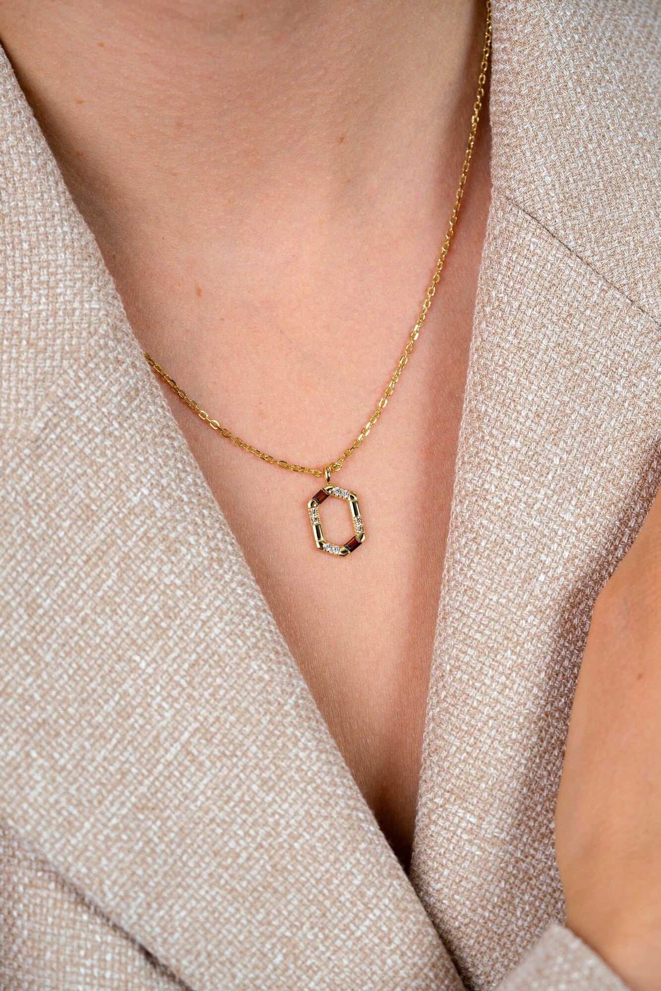ZINZI Verguld Zilveren Ketting met Bruine Kleursteen ZIC2869