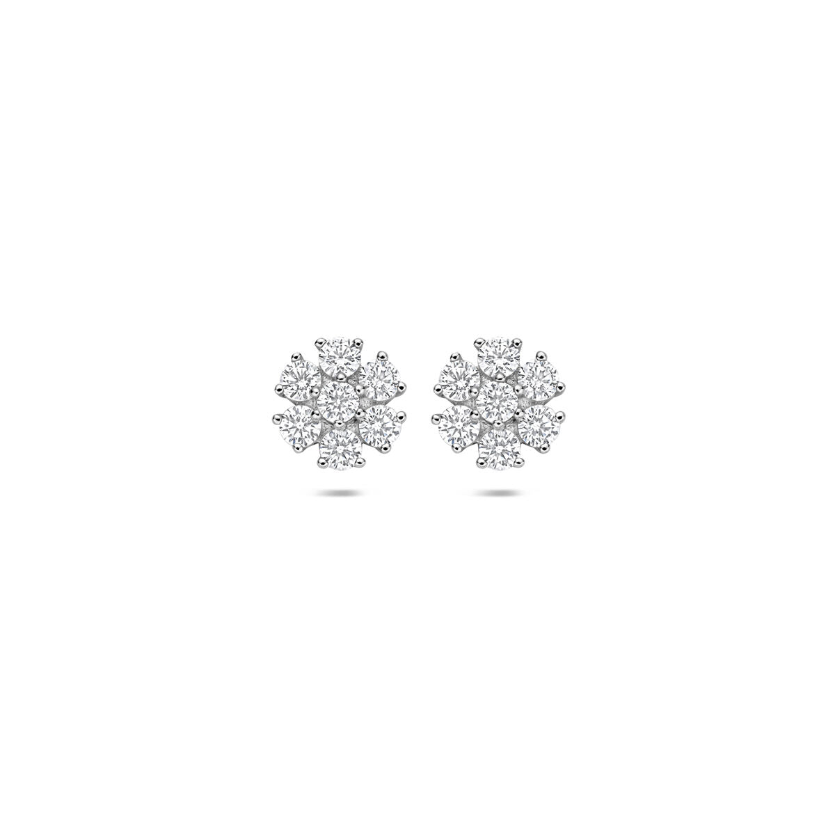 Fantasy Collection Oorbellen bloem zirkonia 7 mm zilver
