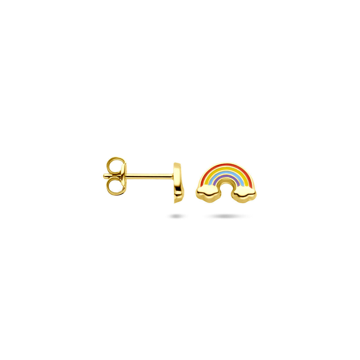 Oorbellen emaille regenboog 5,5 mm 14K geelgoud