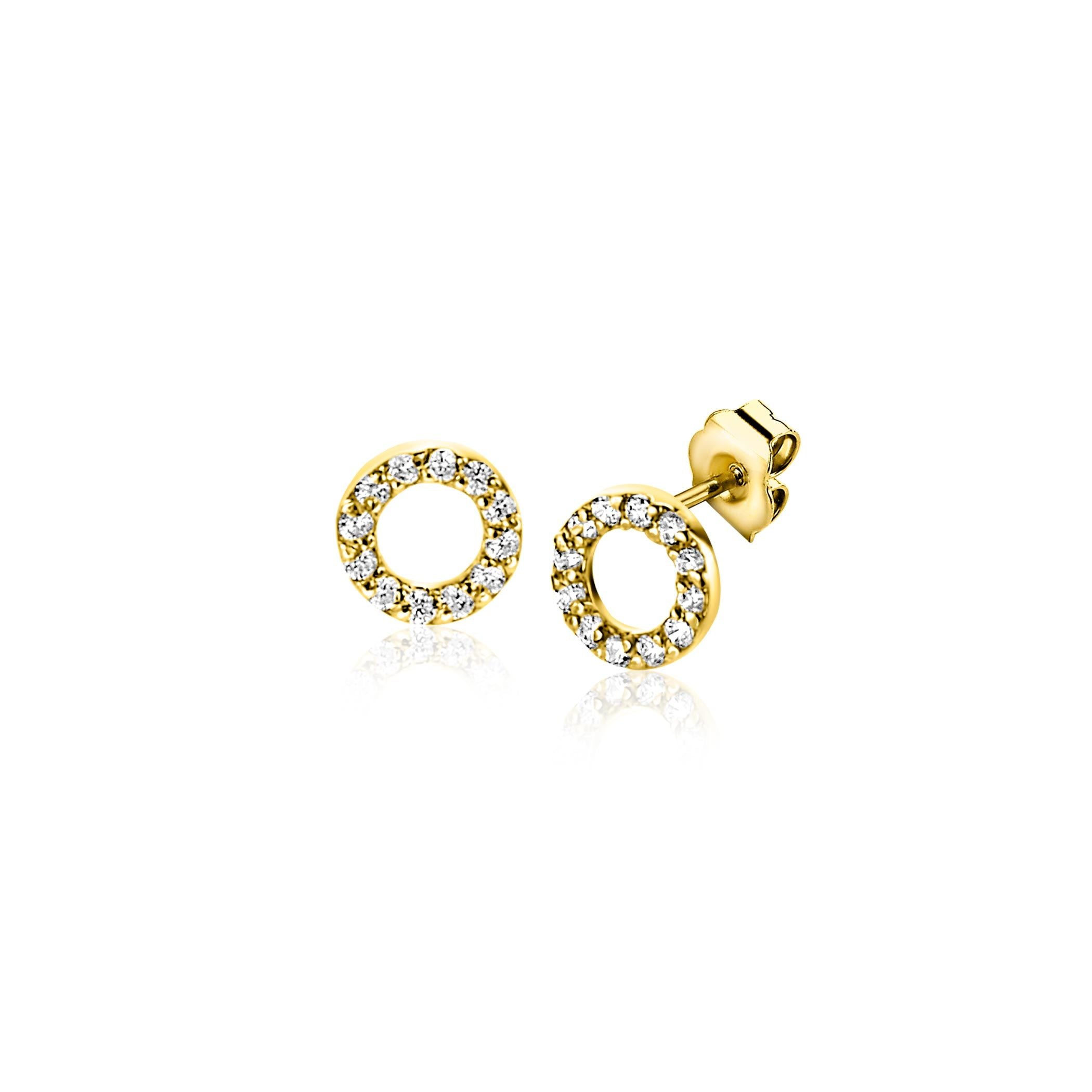 ZINZI 14K Gouden Oorknoppen met Witte Zirkonia ZGO550 oorbellen