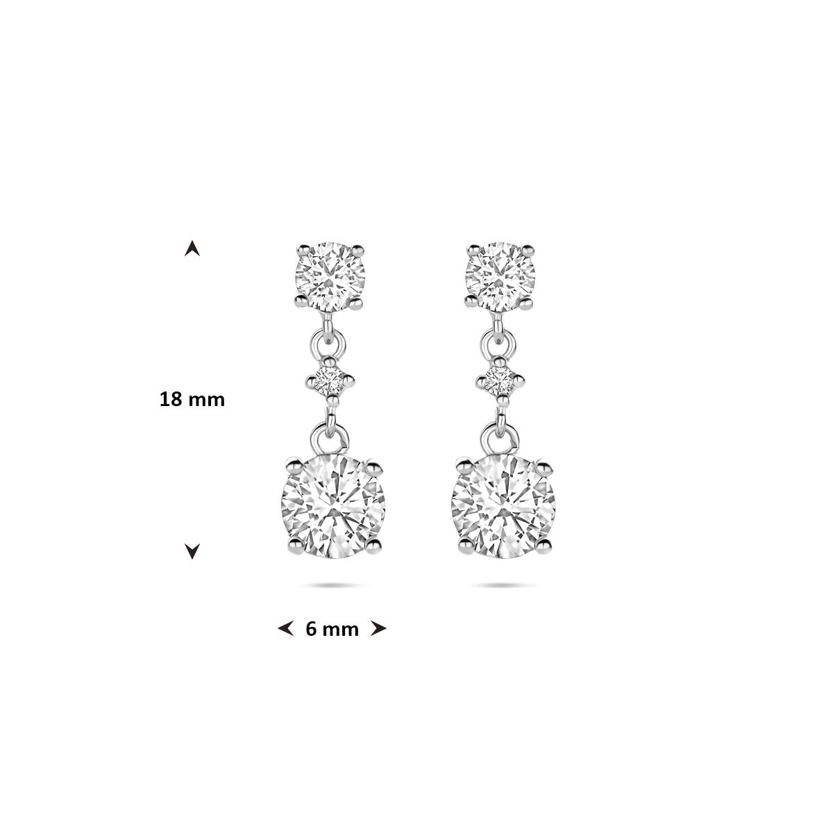 Zilveren gerhodineerde oorhangers zirkonia 18 mm - 1341713