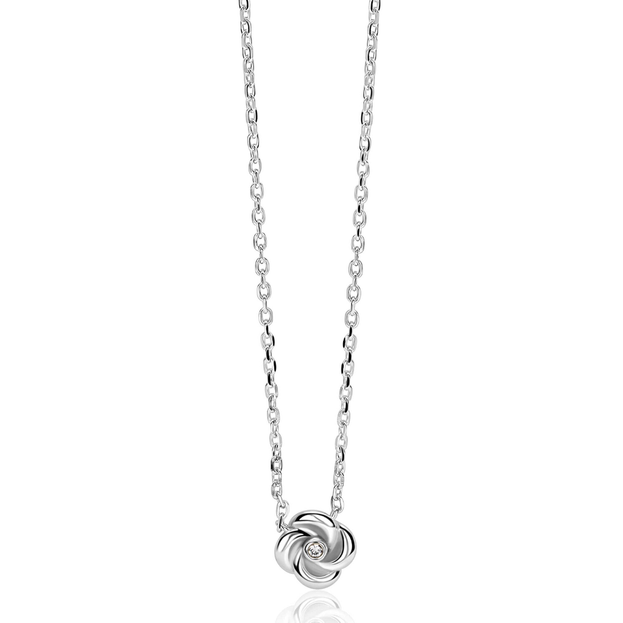 ZINZI Zilveren Ketting met Witte Zirkonia ZIC2872