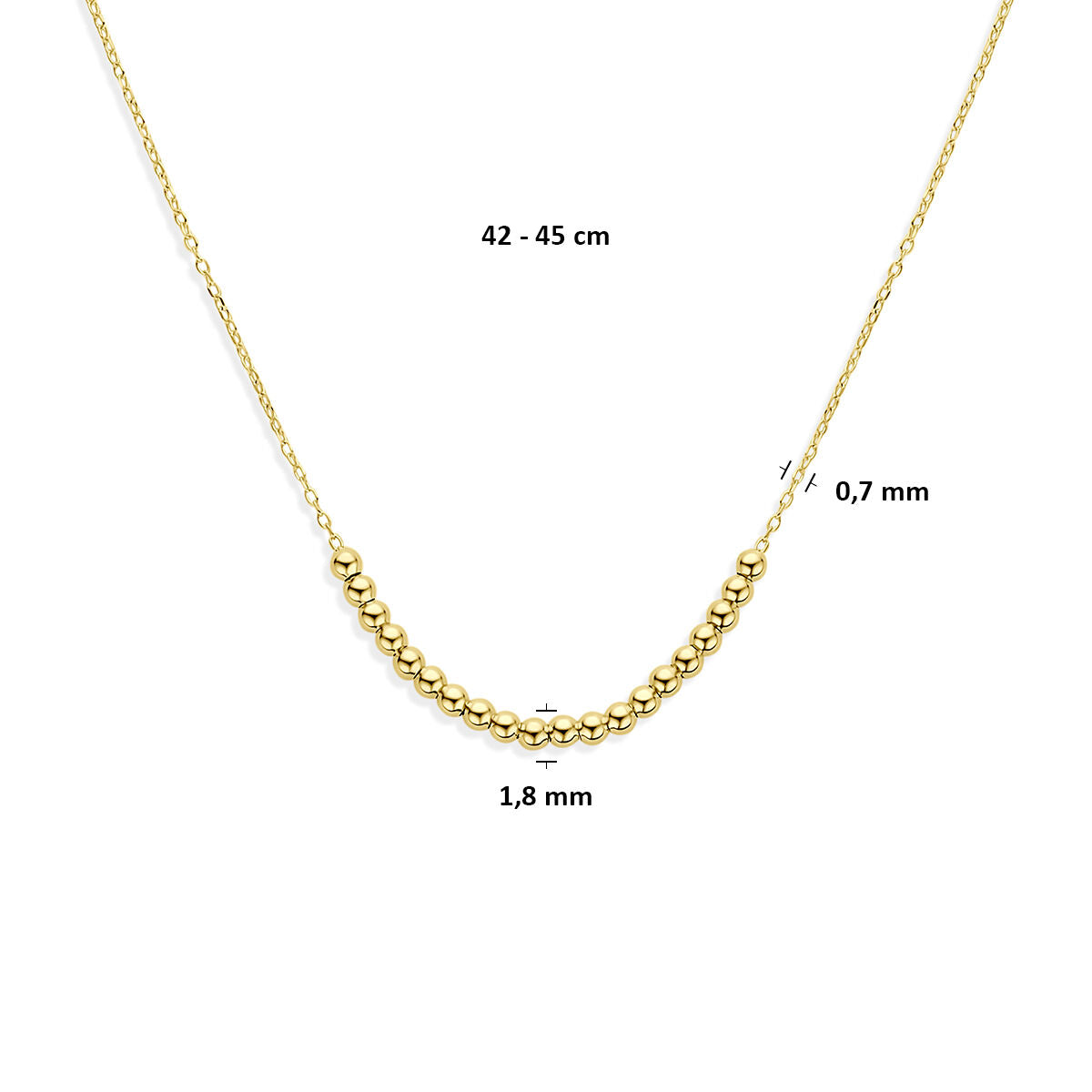 Collier bolletjes 14K geelgoud 42 - 45 cm 4036582