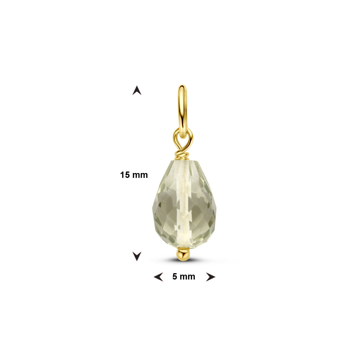 Fantasy Collection Hanger groen amethist 15 mm 14K geelgoud