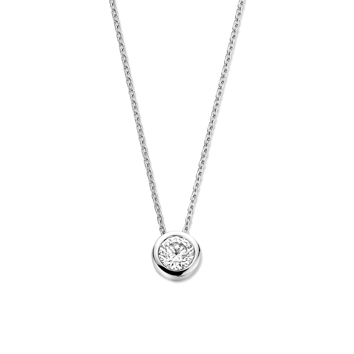 Collier zirkonia 41 - 43 - 45 cm zilver gerhodineerd