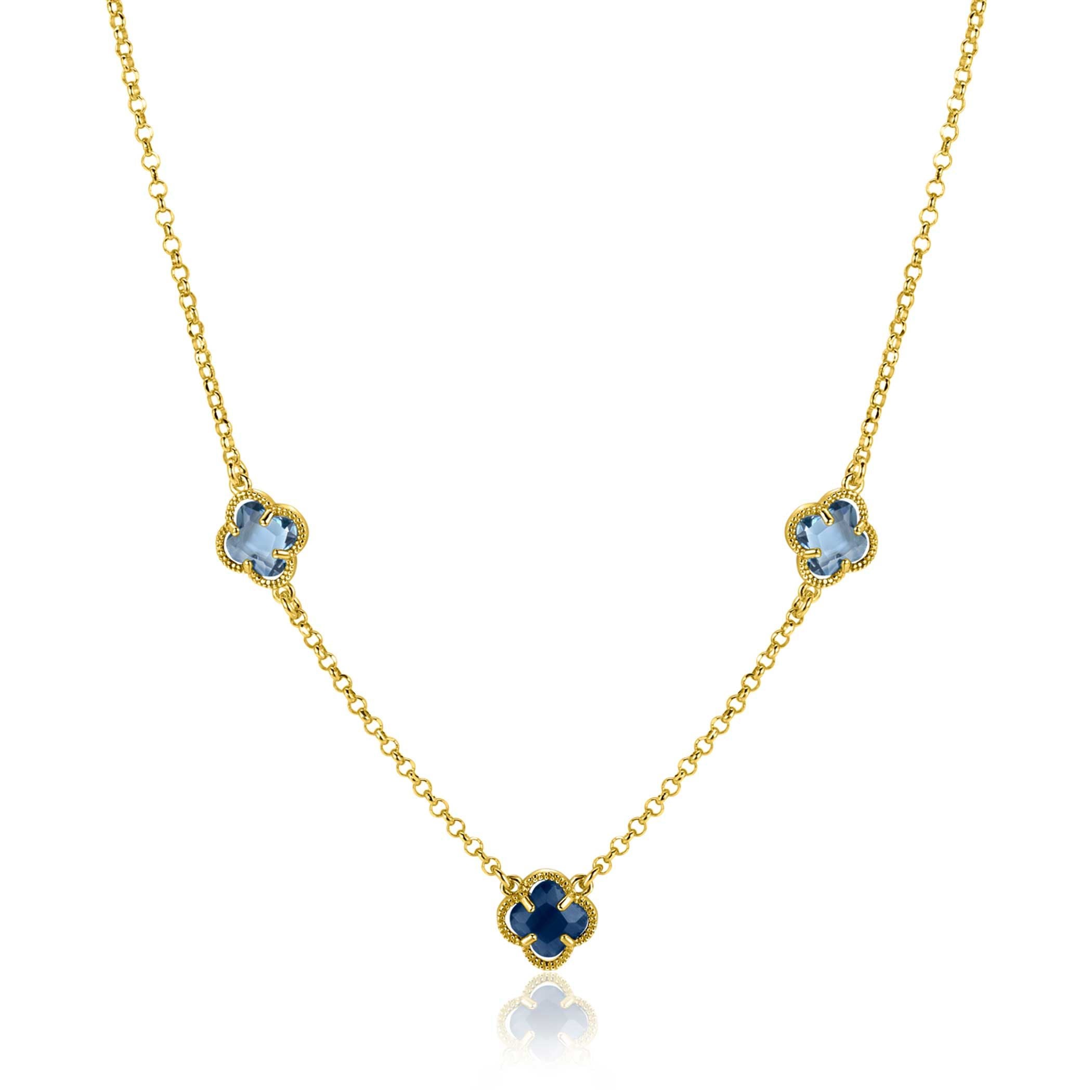 ZINZI Verguld Zilveren Ketting met Blauwe Zirkonia - ZIC2662B