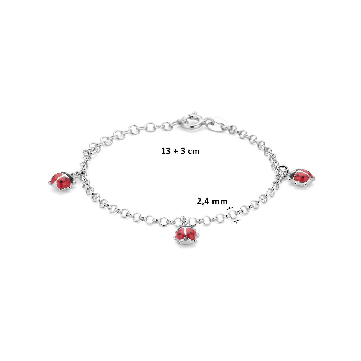 Fantasy Collection Armband emaille lieveheersbeestjes 13 + 3 cm zilver