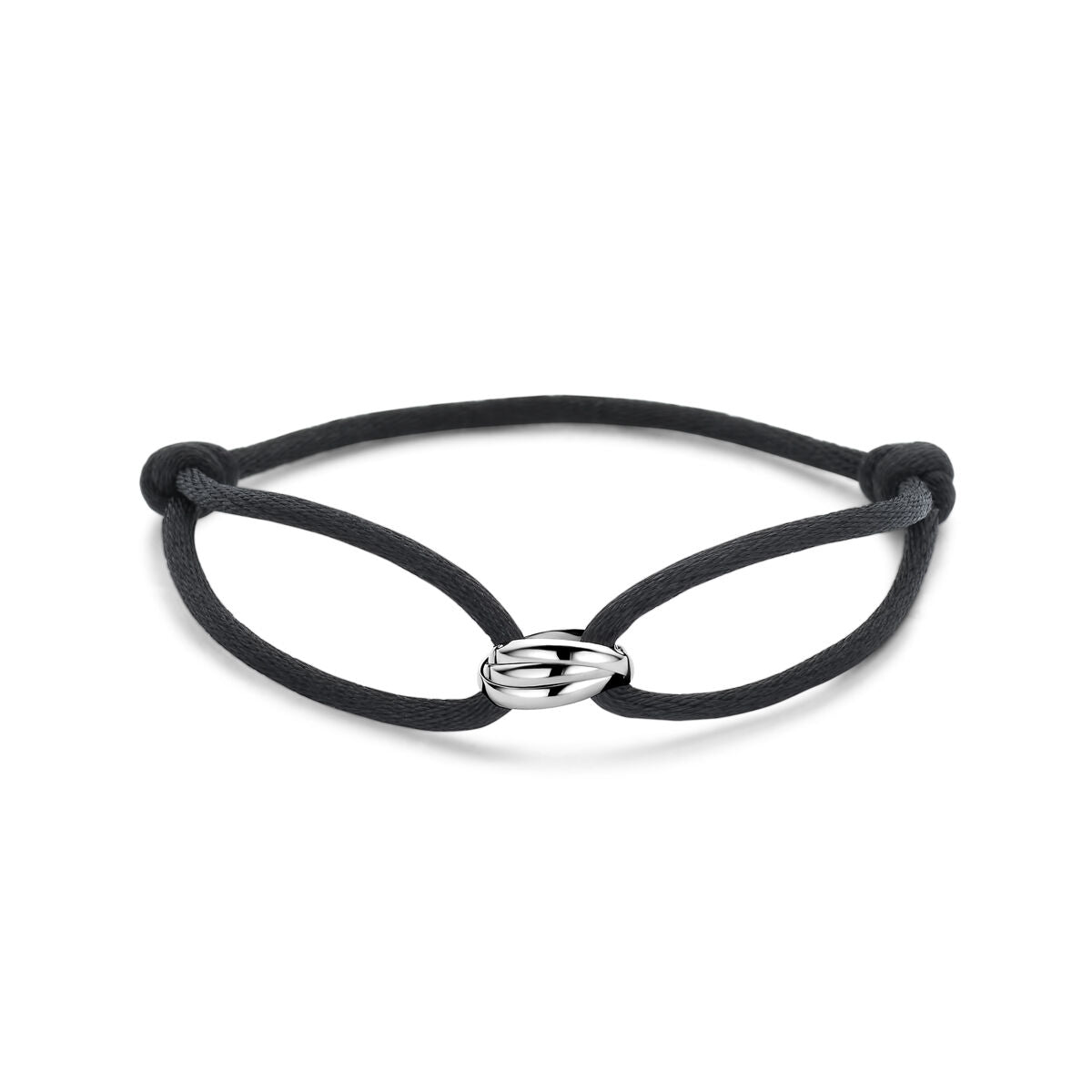 Fantasy Collection Armband satijn zwart 13 - 26 cm zilver