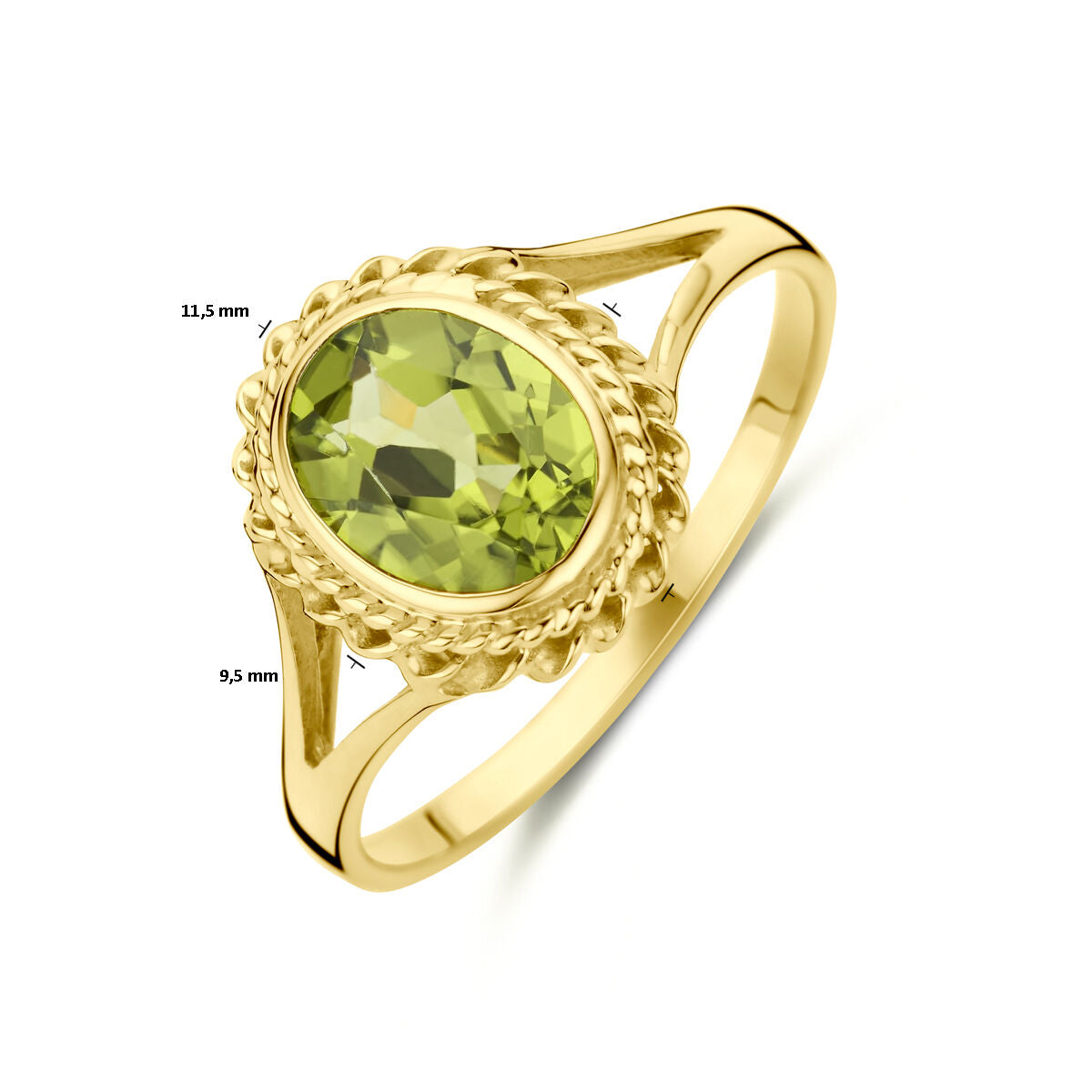 Ring peridot 14K geelgoud