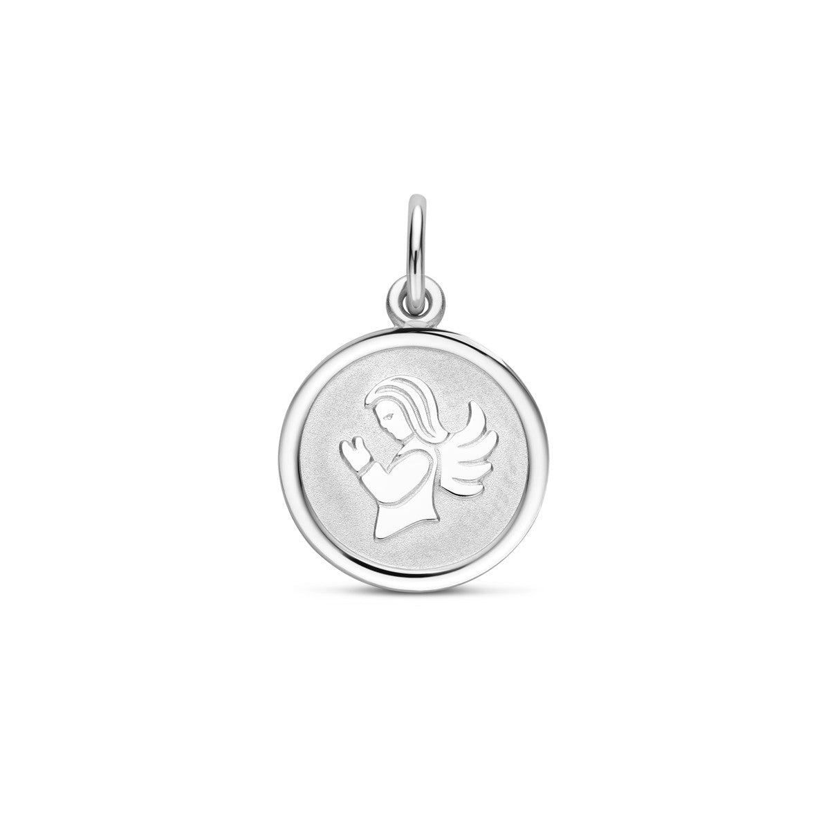Fantasy Collection Hanger hartje engel poli/mat gediamanteerd 18 mm zilver