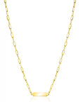 ZINZI Gold Plated Zilveren Paperclip Ketting met Graveerplaat 42-45cm ZIC2530G