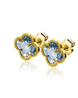 Zinzi 9mm gold plated zilveren oorstekers in klaver vorm met lichtblauwe kleursteen ZIO2662B - PansiteNederland.nl