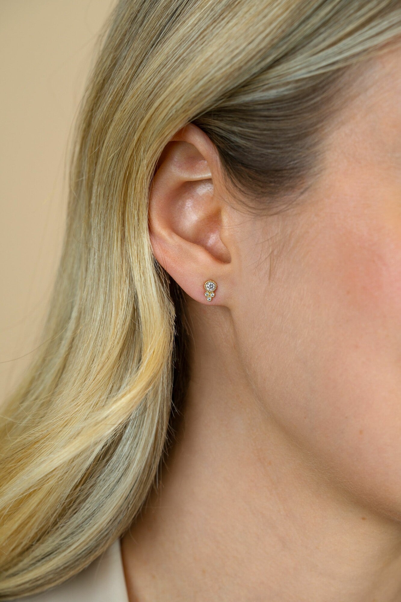 ZINZI 14K Gouden Oorknoppen met Witte Zirkonia ZGO545 oorbellen