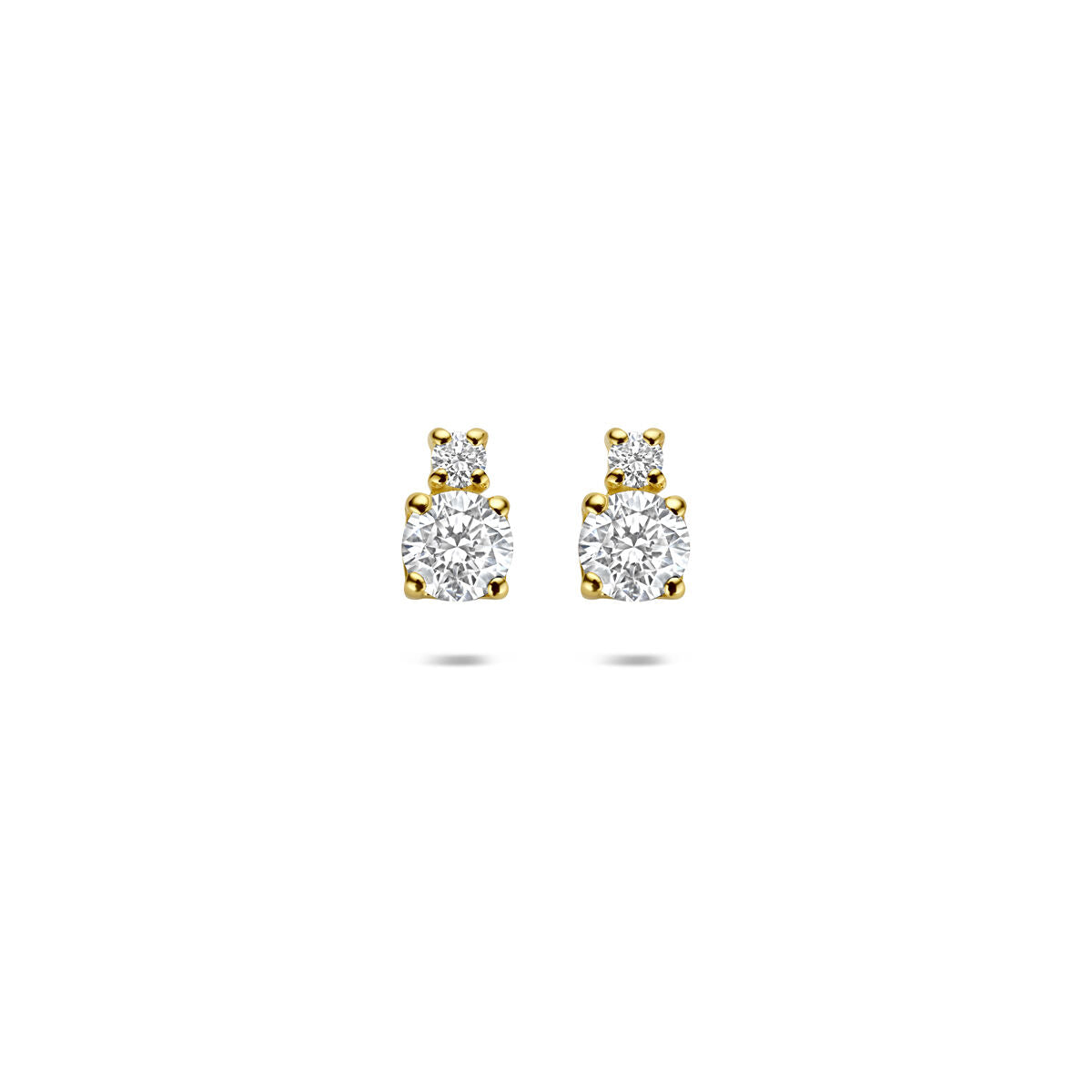 Fantasy Collection Oorbellen lab grown diamant 0.90ct (2x 0.45ct) g vs 7 mm 14K geelgoud