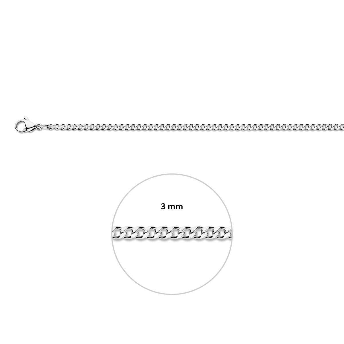 Collier gourmette geslepen 3,0 mm edelstaal