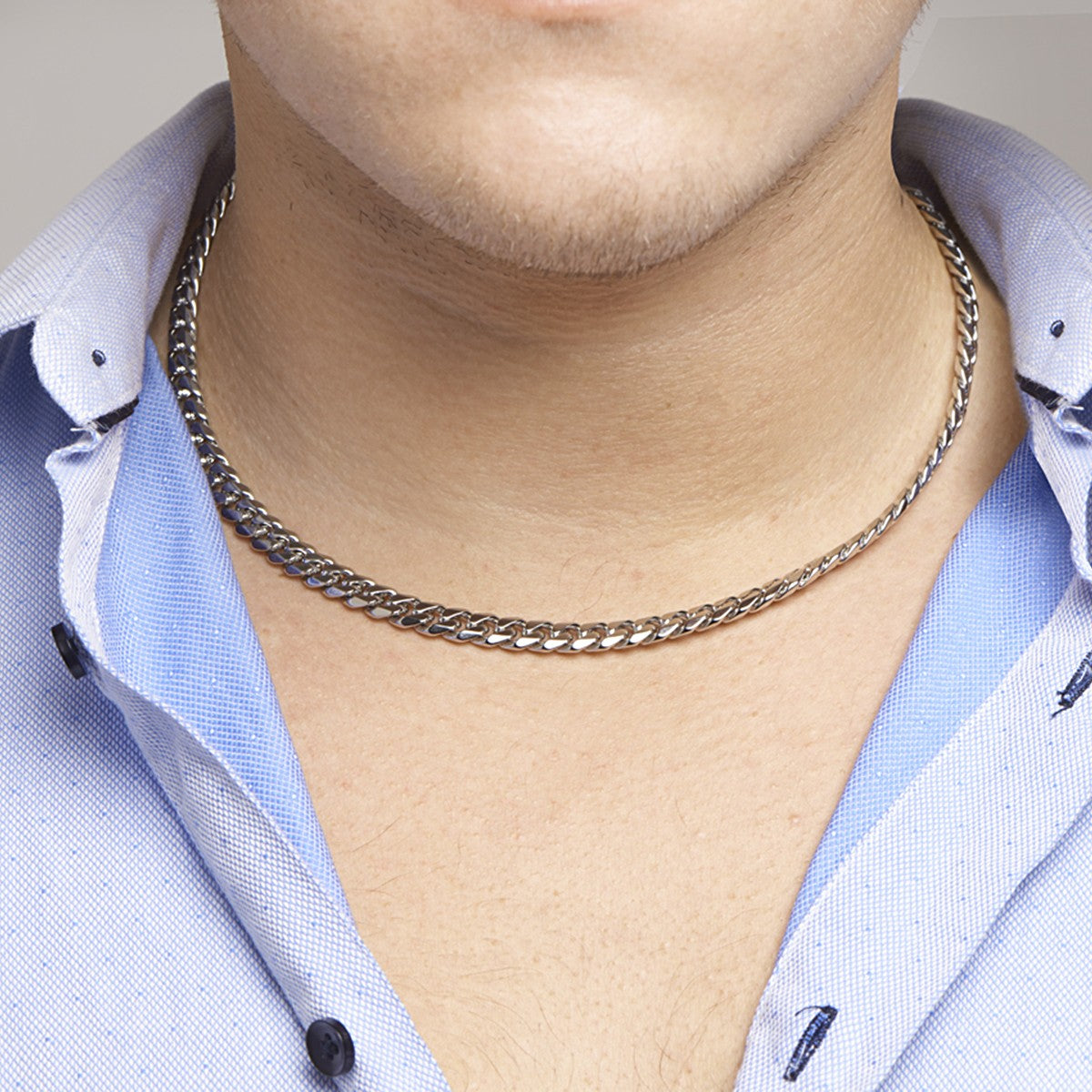 Fantasy Collection Collier gourmette 6 zijdes geslepen 7,7 mm edelstaal - PSN6504851