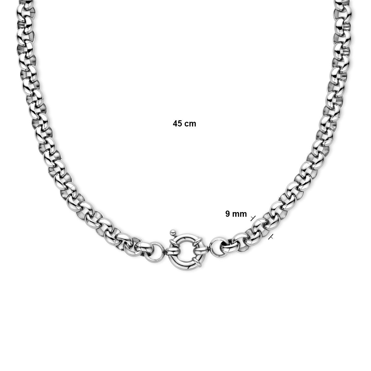 Fantasy Collection Collier jasseron 9 mm met groot veerslot edelstaal